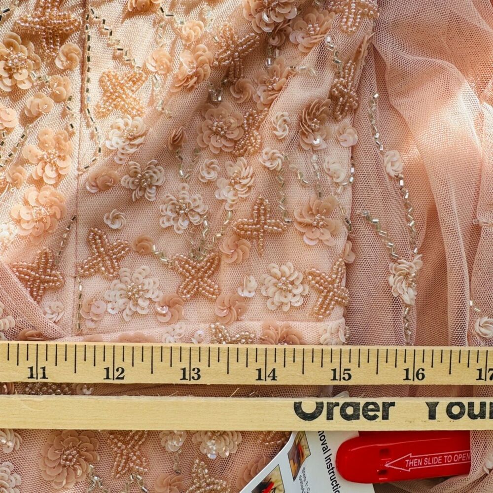 Mac Duggal Embellished Wrap Over Illusion A Line Gown 10 Maxi Dress 9131 New - Picture 7 of 8